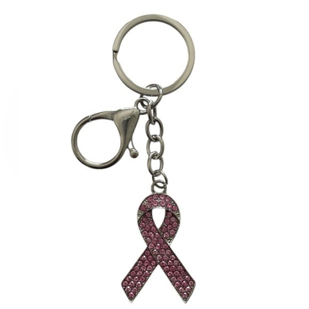 Blossom Breast Cancer Awareness Pink Ribbon Keychain